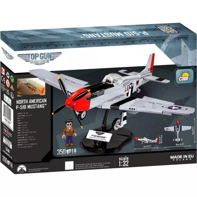 Top Gun Maverick P51D Mustang, constructiespeelgoed schaal 1:32