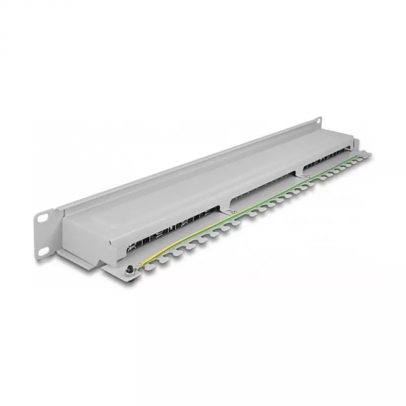 DeLOCK 19 inch patchpaneel 16 poorten Cat.6A 1HE grijs metaal rack