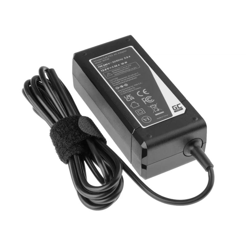 Voeding Green Cell AD63P 36W 12V 2,58A indoor laptop oplader, zwart