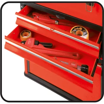 Gereedschapskist YATO YT-09107 metaal 495x252x180 mm, zwart/rood, 6 kg, 2 vakken, afsluitbaar