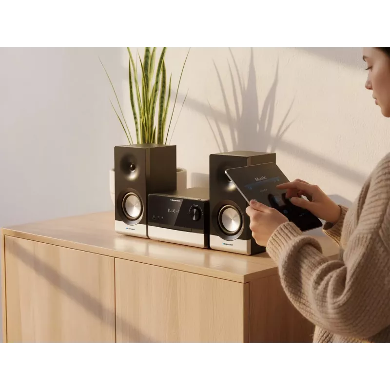 Home-audio-microsysteem BLAUPUNKT MS40.2BT — 2×50 W RMS, Bluetooth, CD, USB, HDMI ARC, optische ingang, LED-display (zwart)