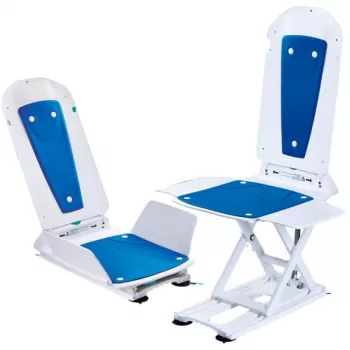 Badlift DIETZ Kanjo ECO PLP004 met bekleding – in hoogte verstelbaar, batterij 14,4 V, max. gebruikersgewicht 140 kg, opvouwbaar, blauw