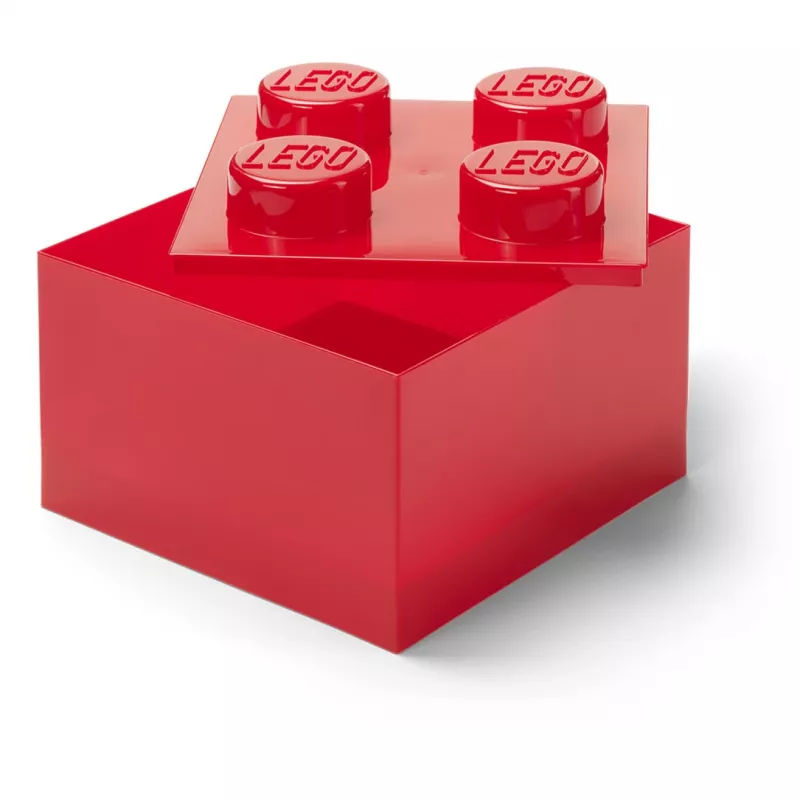 LEGO Storage Brick 4 opbergbox met deksel, transparant rood