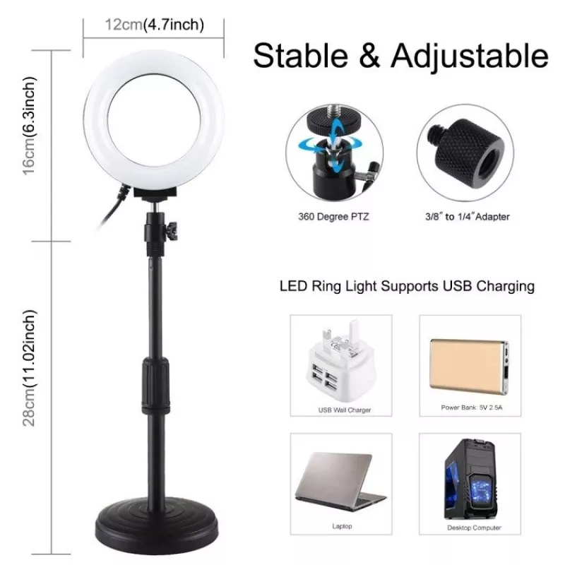 Ring-led-lamp Puluz met verstelbaar statief PU391
