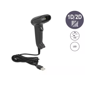Handheld barcodescanner DeLOCK USB 1D 2D Duitse versie