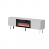 TV-kast cama meble LUCCA 180x40x59 cm, witte bovenkant en frame, zwarte elektrische haard