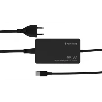 Cablexpert NPA-AC-PDQC65-01 65 W PowerDelivery GaN USB Type-C snellader, zwart | Cablexpert