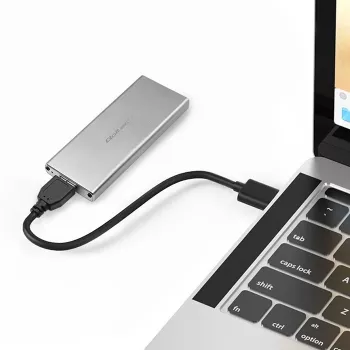 Aluminium behuizing QOLTEC 51833 voor M.2 SSD, SATA naar USB 3.0, ondersteunt tot 2 TB