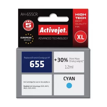 Inktcartridge ActiveJet AH-655CR compatibel voor HP, cyaan, hoge (XL) capaciteit, 12 ml, inkt op kleurstofbasis