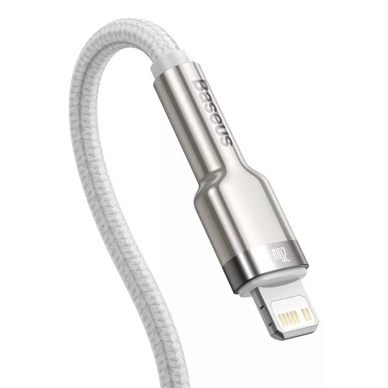 USB-C naar Lightning kabel Baseus Cafule 1 m, 20 W, zinkbehuizing, wit