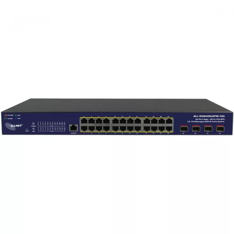Netwerkswitch ALLNET ALL-SG8428v2FPM-10G — 24+4 poorten, PoE, 10G-uplinks