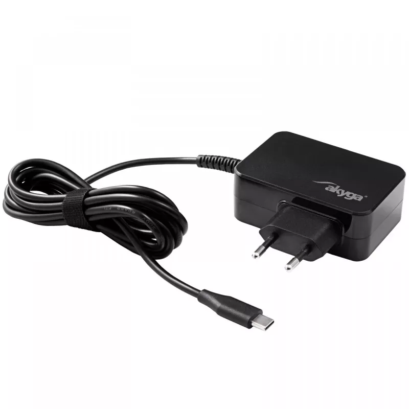 Akyga AK-ND-80 USB-C-GaN-notebookvoeding 45 W, PD 3.0, 5–20 V, 1,8 m kabel, zwart