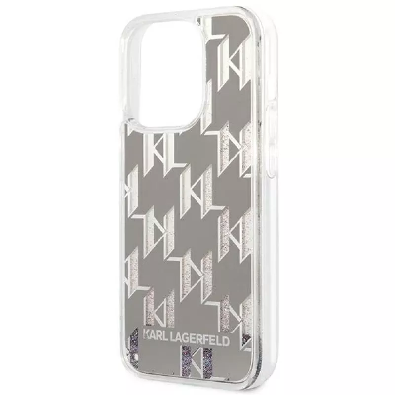 Karl Lagerfeld KLHCP14XLMNMS iPhone 14 Pro Max 6.7 hardcase zilver / zilver Liquid Glitter Monogram