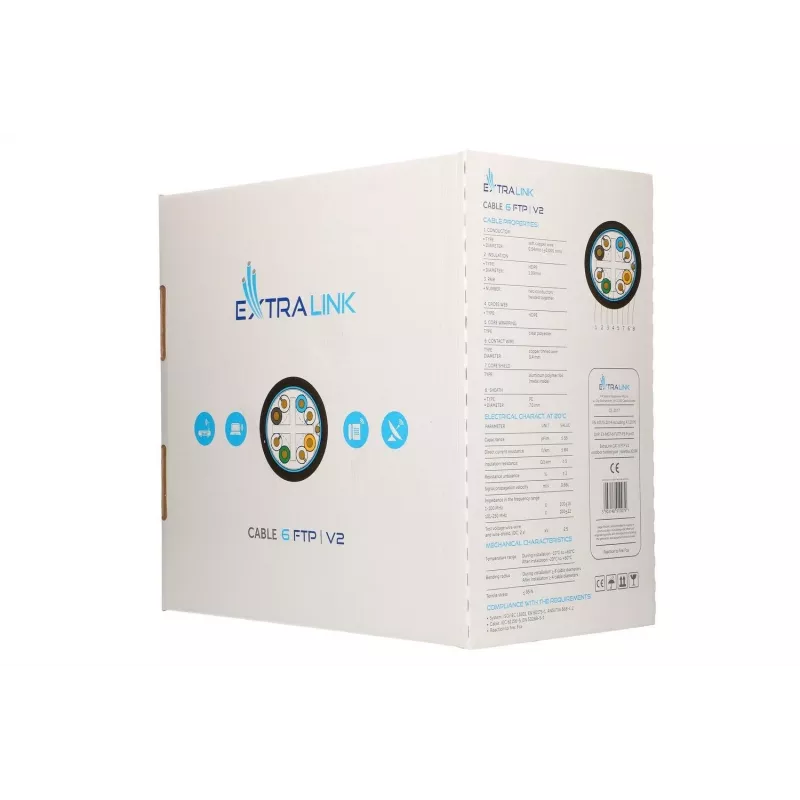 Netwerkkabel Extralink Twisted Pair CAT6 FTP (F/UTP) V2 Outdoor 305 m zwart