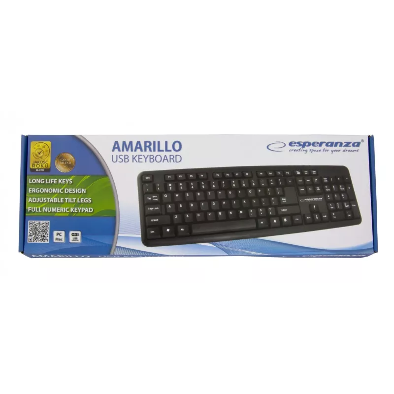 Bekabeld toetsenbord ESPERANZA EK134 Full-Size 100% USB, zwart, 1,45 m kabel