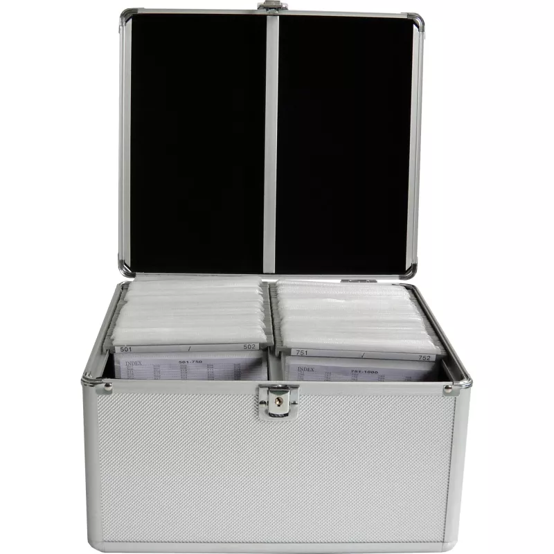 MEDIARANGE BOX76 - opbergbox - 300 discs - zilver - fleece - kunststof - hout - 120 mm - aluminium