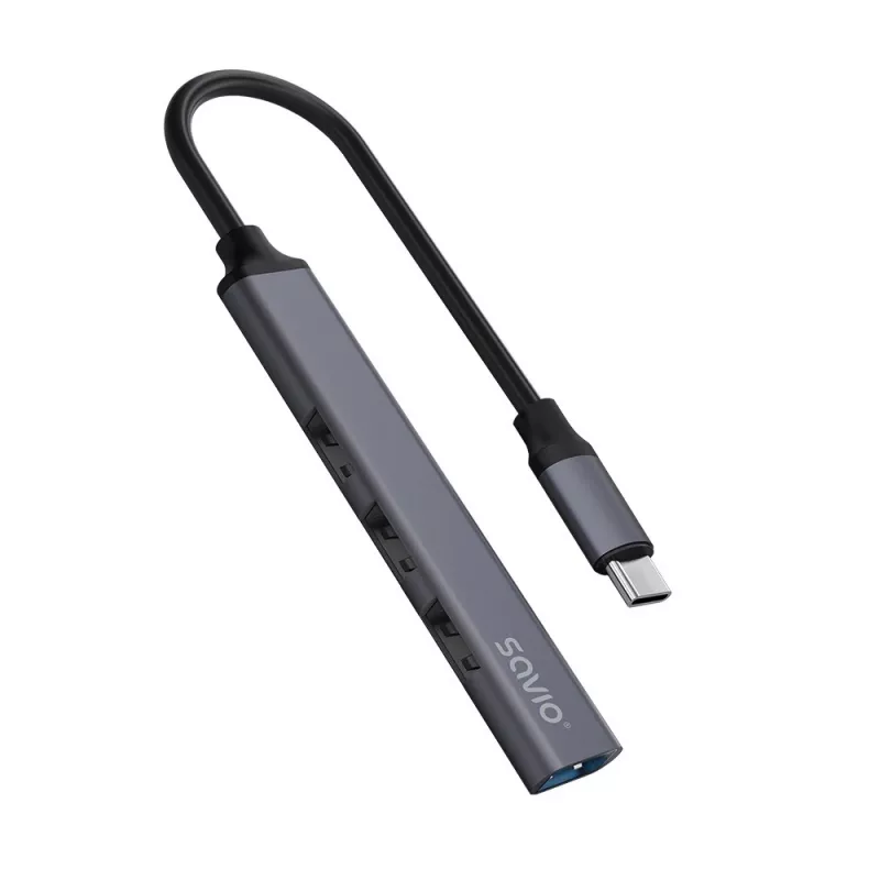 USB 3.0 4-poorts interface-hub SAVIO AK-71 met USB-C host, 5000 Mbit/s, 2 jaar garantie