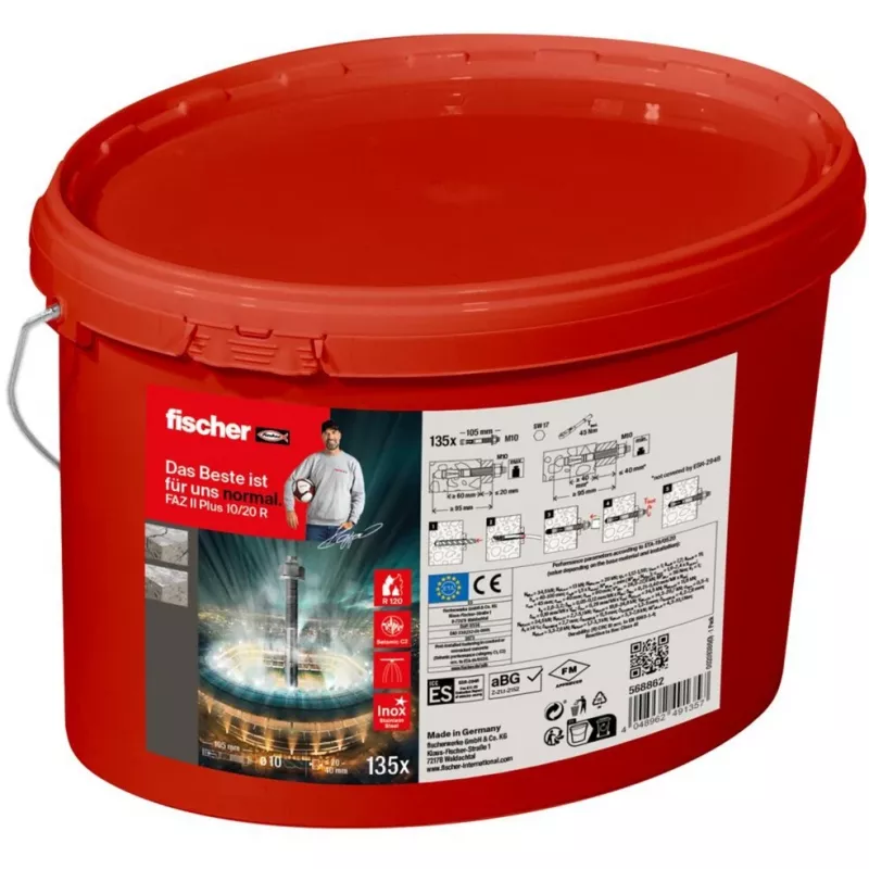 RVS boutanker FISCHER FAZ II Plus 10/20 R — 135 stuks, emmer