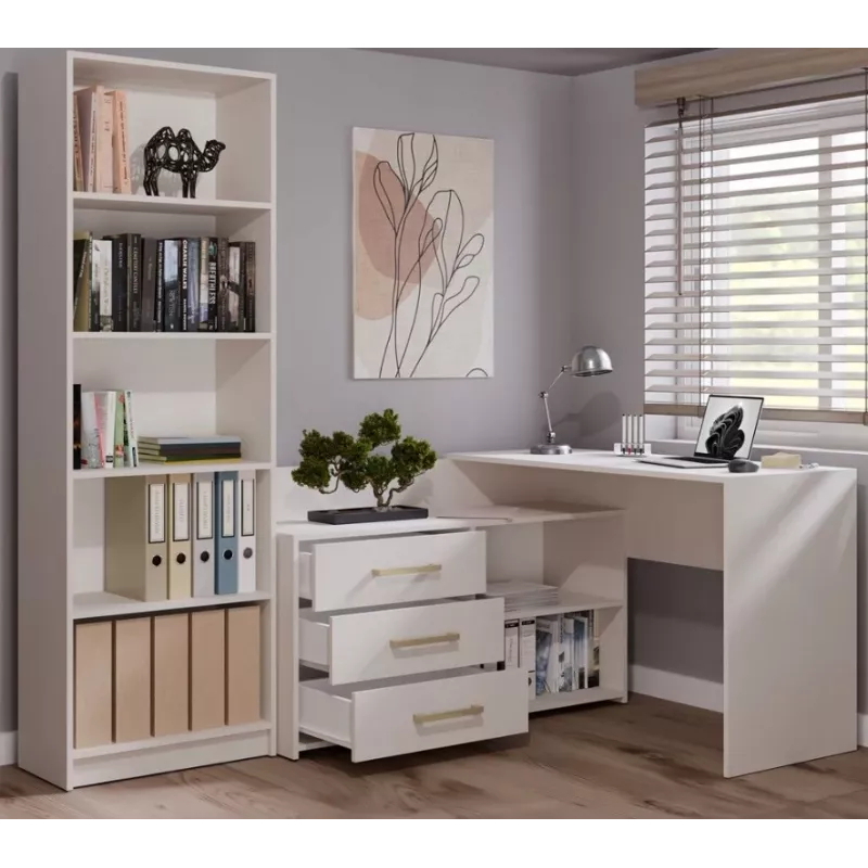 Hoekbureaublad e shop DANY Kaszmir beige — hoekwerkplek, compacte indeling
