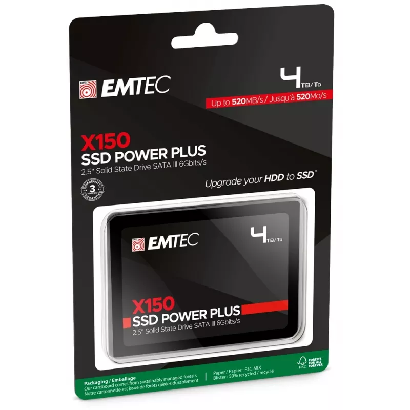 SSD Emtec X150 4 TB 2,5 inch SATA III 3D NAND model ECSSD4TX150