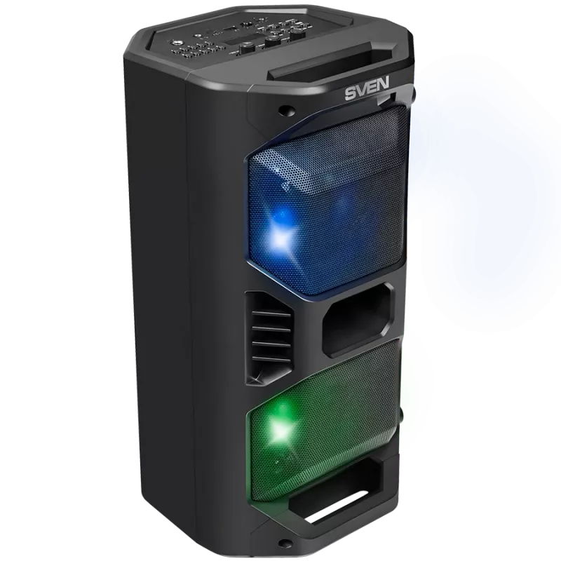 Luidspreker SVEN PS-600, zwart (50W, TWS, Bluetooth, FM, USB, microSD, LED-display, 4000mAh)