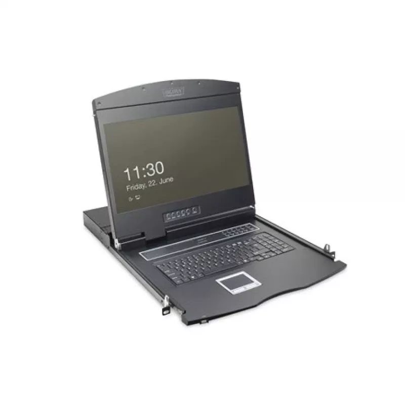 KVM-console Digitus 19 inch LCD 8-poorts VGA US-toetsenbord