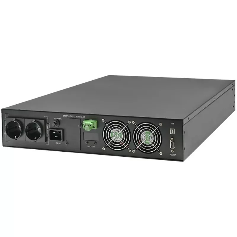 Qoltec UPS AWARYJNY DO RACK 3KVA 3000W vermogensfactor 1.0 LCD EPO USB on-LINE (3VA, 3000W, dubbelconversie online-UPS), UPS