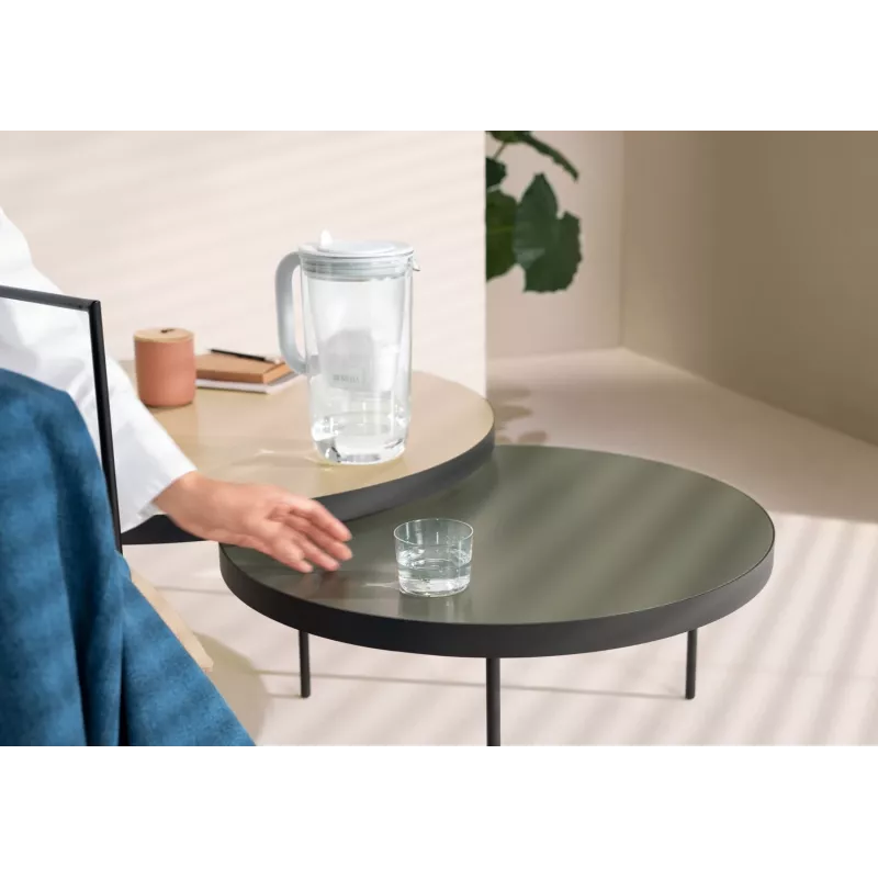 Brita Glass+1 Maxtra Pro Pure Performance glazen filterkan, 2,5 l totaal / 1,5 l gefilterd, vaatwasserbestendig, grijs