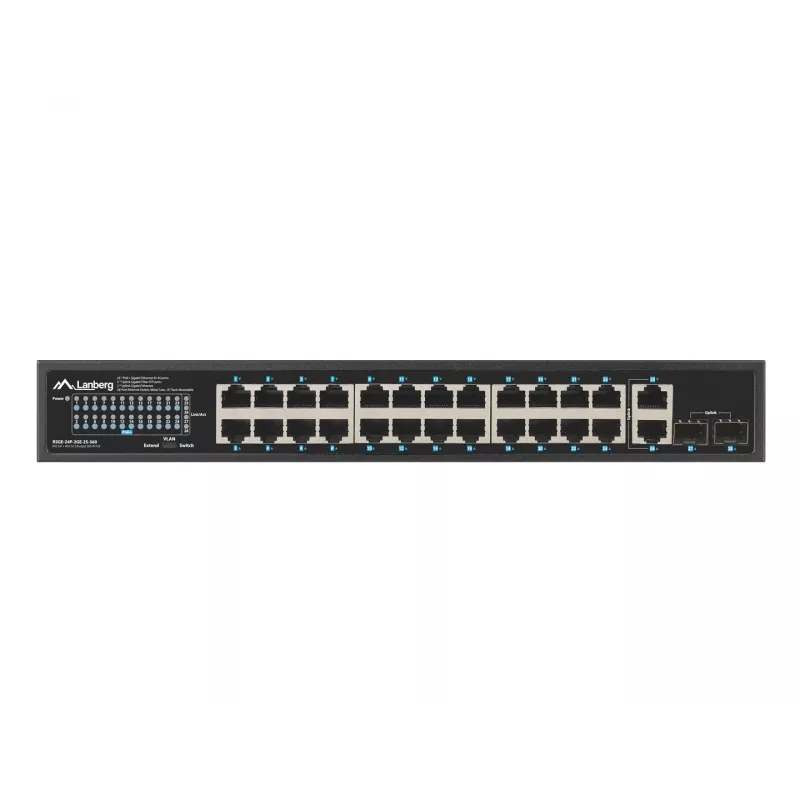 Unmanaged LANBERG switch RSGE-24P-2GE-2S-360 met 24 RJ-45 ethernetpoorten