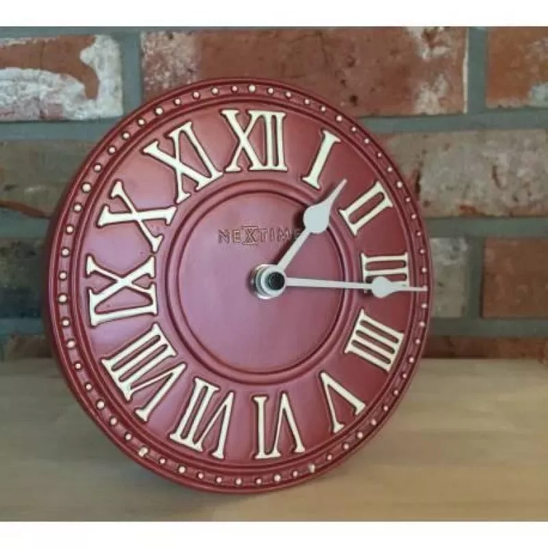 NeXtime klok 5187ro London tafel, Ø16 cm, wand, rood/wit