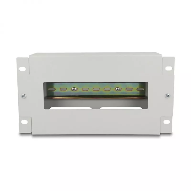 Delock 67319 10" installatieautomatenstrip met afdekking en DIN-rail, 3U, metaal, grijs