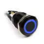Vandaalbestendige drukknop Impactics 19 mm, IP65, blauwe LED, zwart