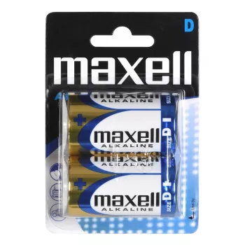 Alkaline wegwerpbatterij MAXELL D 1,5V (cilindrisch) – 2 stuks, blister