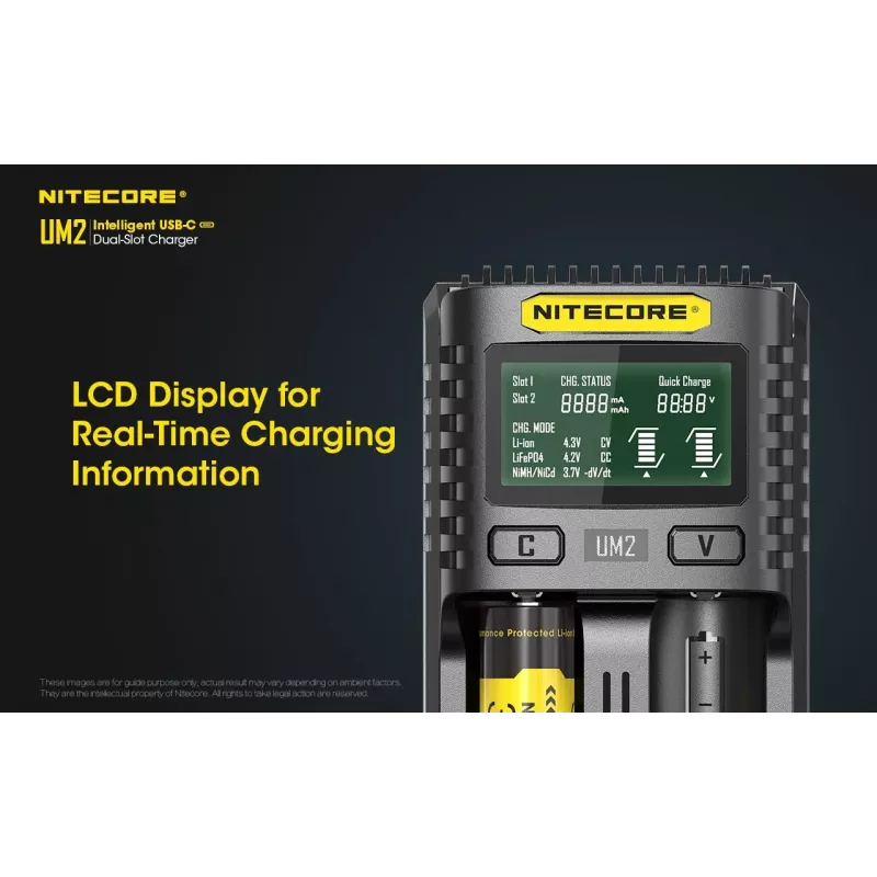Nitecore UM2 acculader huishoudbatterij DC lithium-ion nikkel-cadmium