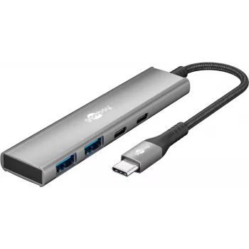 Goobay Slim 4-poorts USB-hub USB-C naar/USB-A 5 Gbit/s - stekker USB 3.2 (76563)
