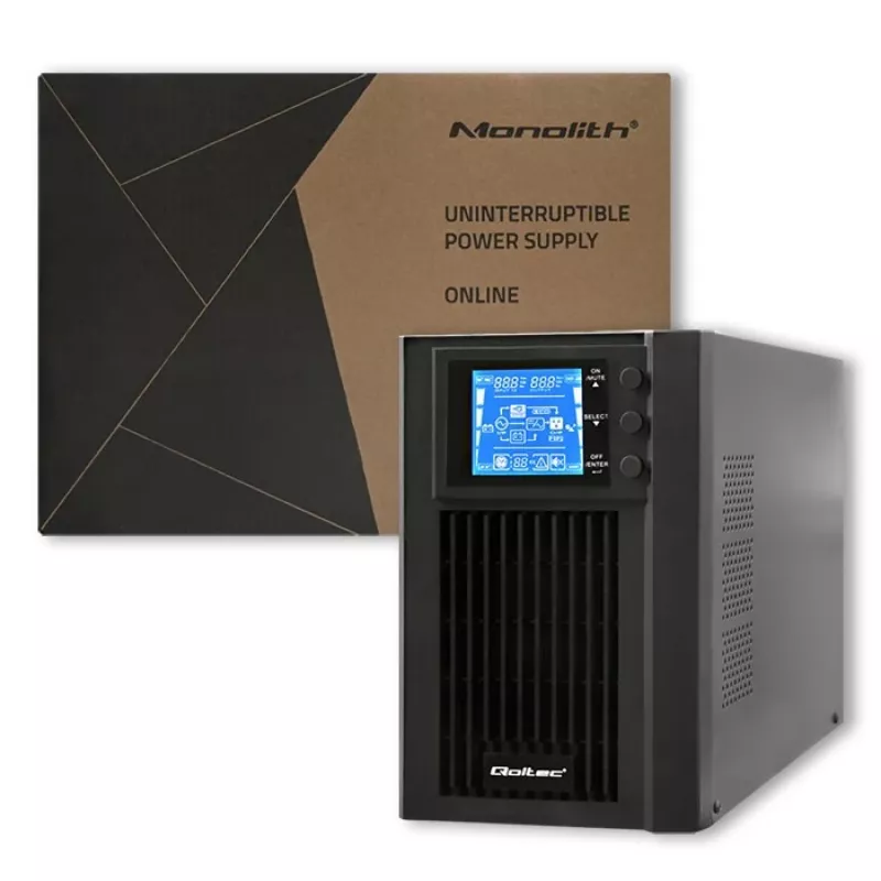 Qoltec 53042 UPS (uninterruptible power supply) dubbelconversie (online) 1 kVA 800 W 2 AC-uitgangen