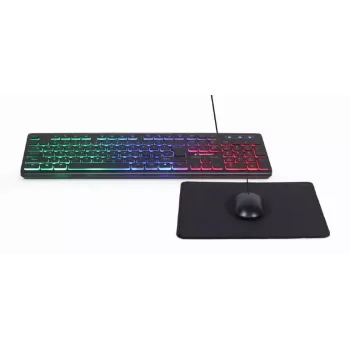 Bekabeld full-size toetsenbord met muis Gembird KBS-UML-01 — USB, QWERTY US, 104 toetsen, zwart