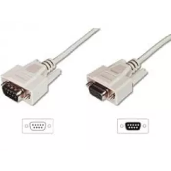 Digitus ASSMANN - seriële verlengkabel - DB-9 (M) - DB-9 (V) - 3 m - gevormd, duimschroeven - beige (AK-610203-030-E)
