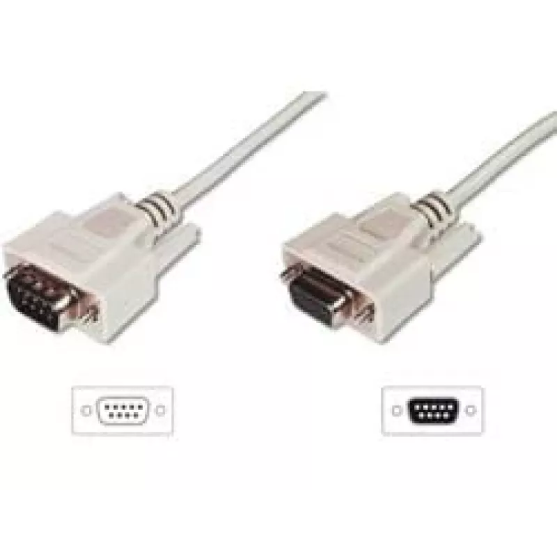 Digitus ASSMANN - seriële verlengkabel - DB-9 (M) - DB-9 (V) - 3 m - gevormd, duimschroeven - beige (AK-610203-030-E)