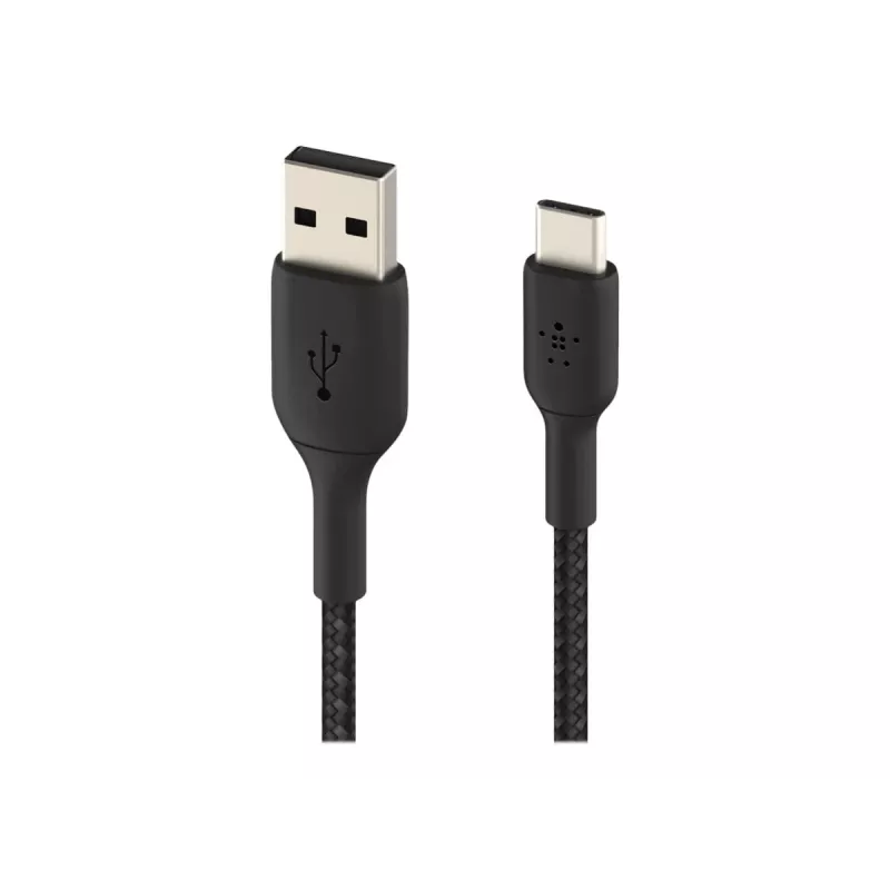 Gevlochten USB-C naar USB-A kabel 15cm zwart