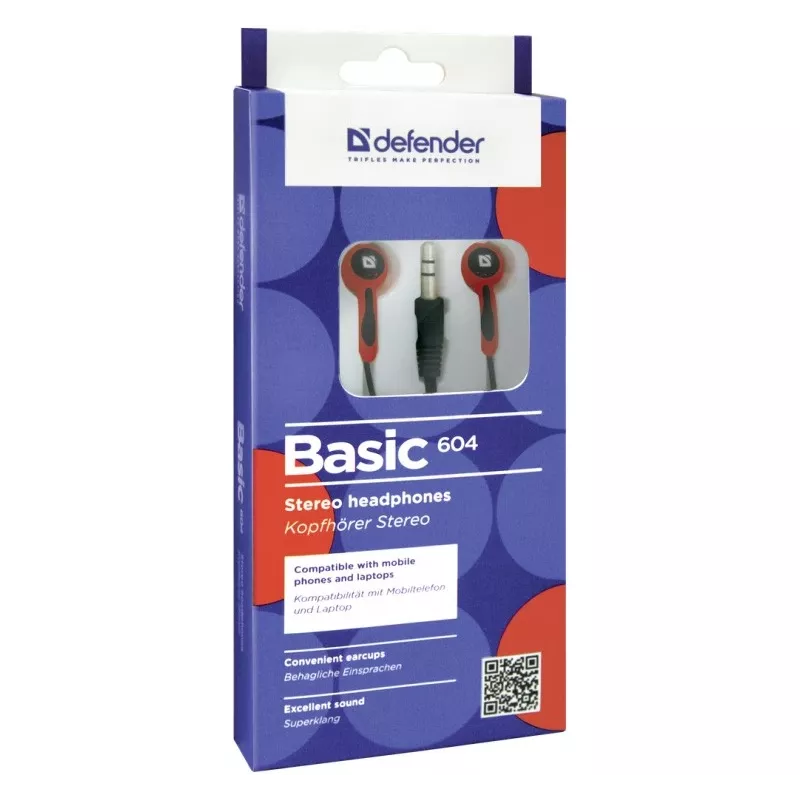 Hoofdtelefoon Defender BASIC 604 zwart-rood