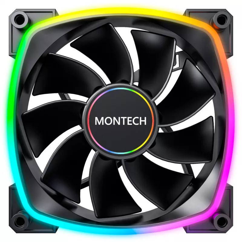 MONTECH RX140 PWM 140mm ARGB Reverse-Blade behuizingsventilator - zwart