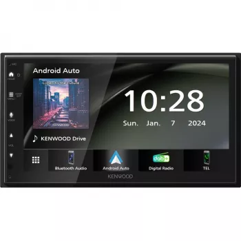 Kenwood Double-DIN moniceiver met Android Auto, Apple CarPlay, DAB+ tuner, aansluiting voor achteruitrijcamera