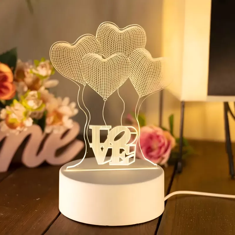 Nachtlamp Extralink HOME 3D optische illusie vier harten USB nachtlamp