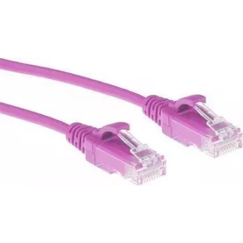 ACT Roze 2 meter LSZH U/UTP CAT6 datacenter slimline-patchkabel rastnasvrij met RJ45-stekkers
