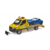 Bruder MB Sprinter autotransporter met licht- en geluidsmodule, oranje/blauw, incl. roadster