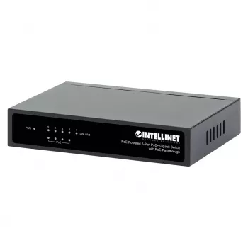 Gigabit 5xPoE Passthrough-switch, gevoed via PoE of AC, 68W