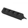 Verlengsnoer Lanberg PS0-04E-0100-IEC-BK 1 m 4 stopcontacten binnen zwart