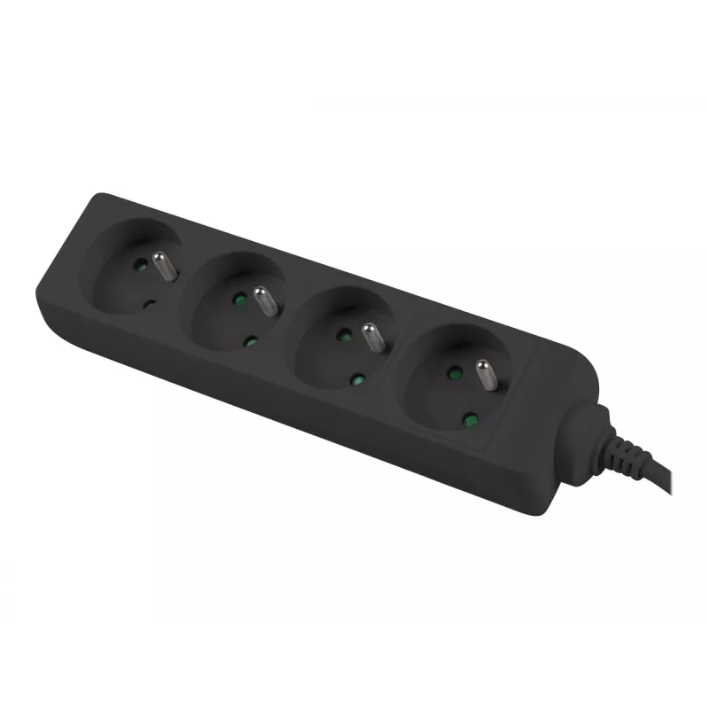 Verlengsnoer Lanberg PS0-04E-0100-IEC-BK 1 m 4 stopcontacten binnen zwart