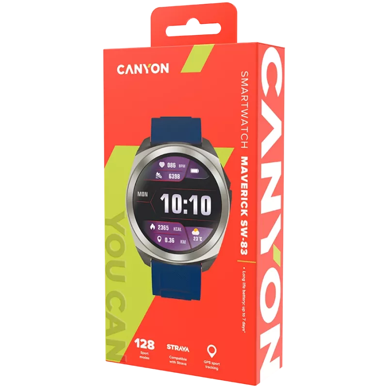 Canyon SW-83 - Maverick - smartwatch - GPS - BT - kleur. LCD-display 1,32 inch - waterdicht IP68